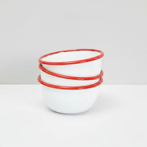 Bowl enlozado blanco borde rojo WJ-207R